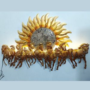 Elegant 7 Horses with Sun Metal Wall Art (54 x 33 Inches)