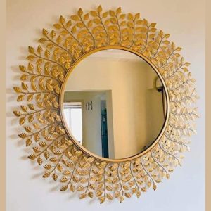 Special Mirror With Leaves Wall Art (30 x 30 Inches)