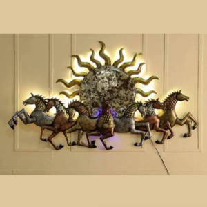 Alternative view of 48 Inches 7 Horses with Sun Metal Wall Art