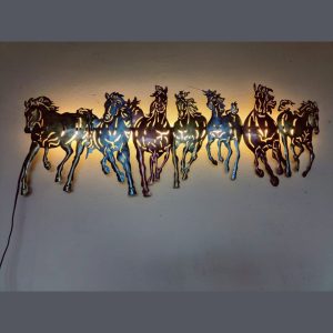 Multicolor 7 Horses Metal Wall Art (42 x 17 Inches)